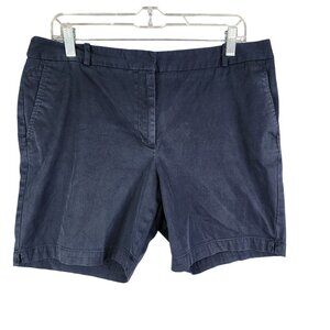 Womens Talbots Navy Blue Shorts Flat Front 7" Inseam Cotton Blend Stretch 12